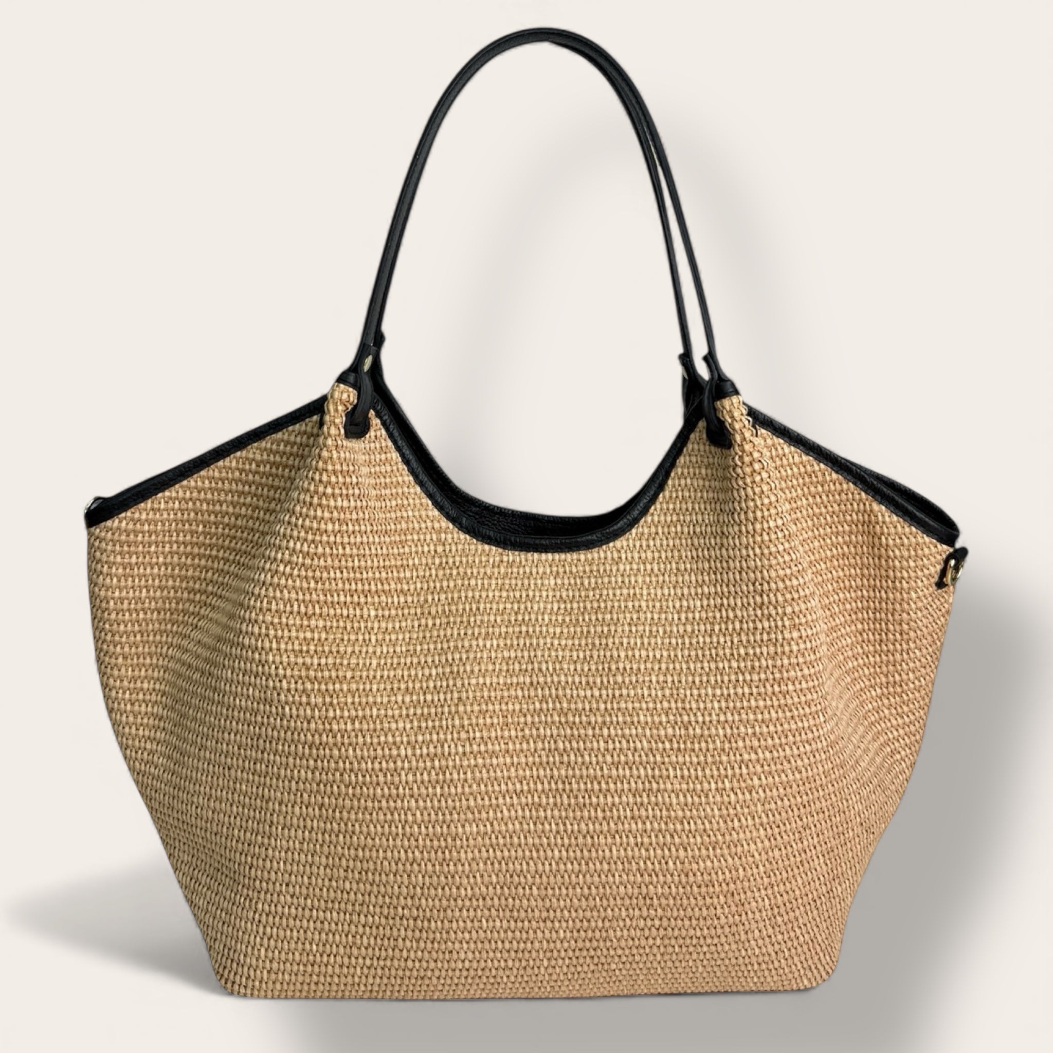 Florence Italy – Borsa Arno in Tessuto Intrecciato con Profili in Pelle