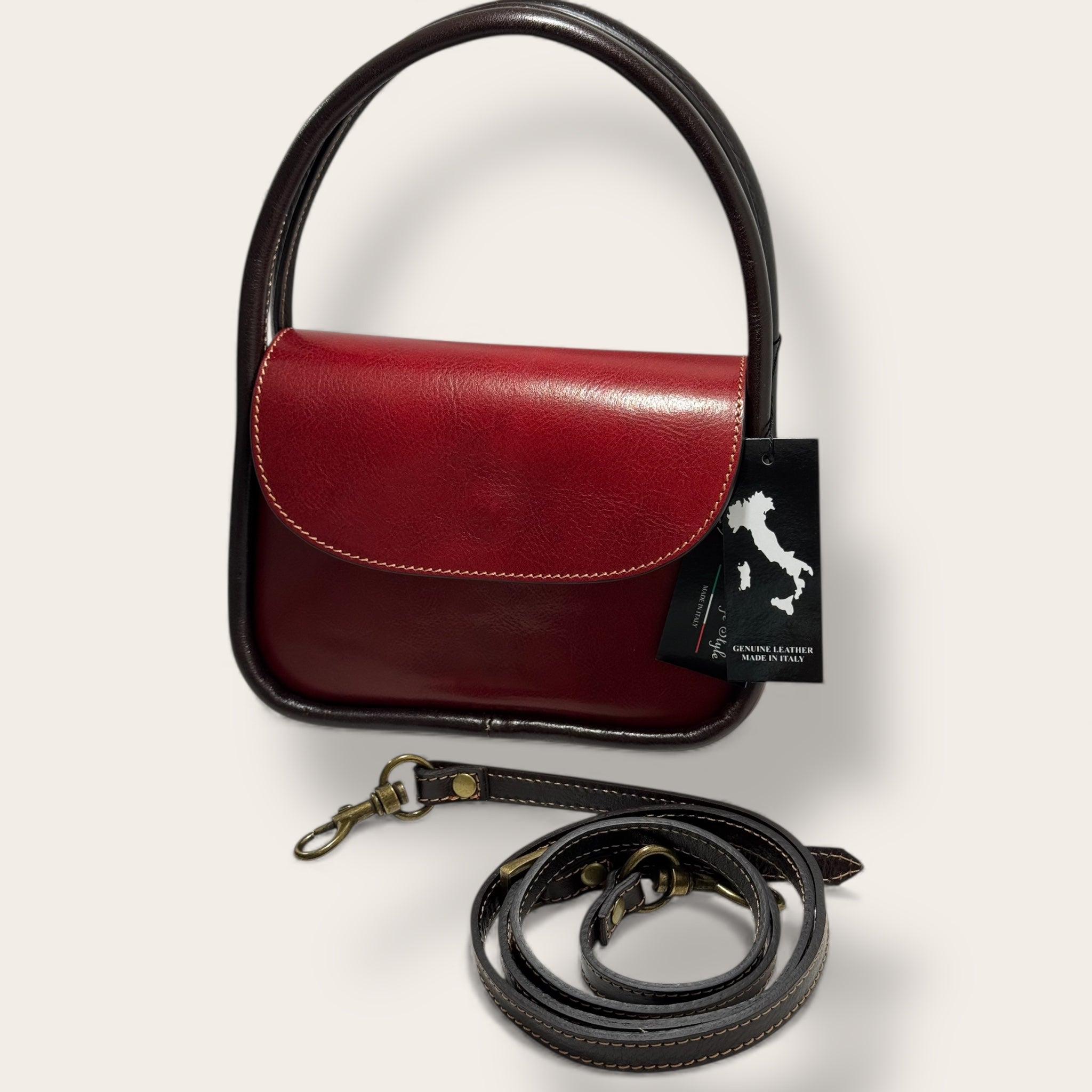 Borsa "Venere" Bordeaux e marrone - Florence Italy