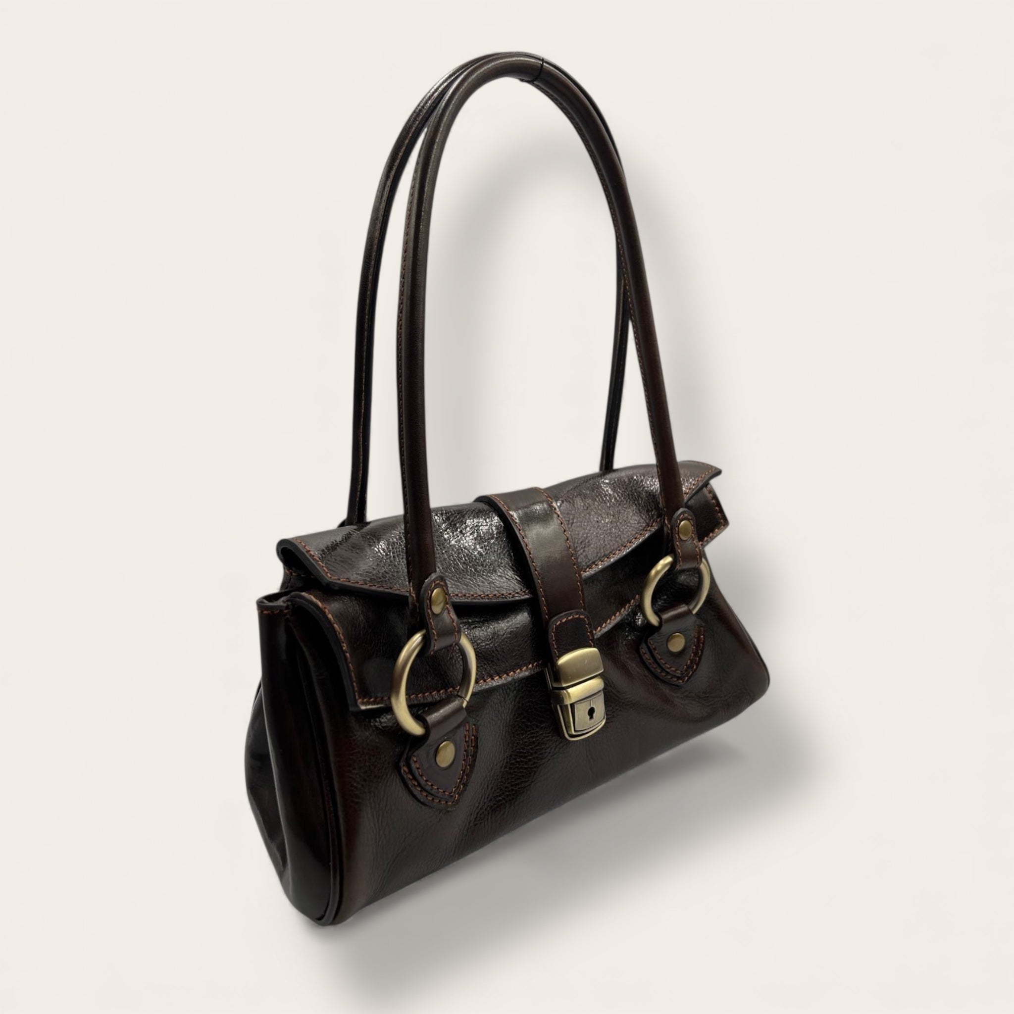 Giglio – Borsa in Pelle Pieno Fiore Testa di Moro | Florence Italy