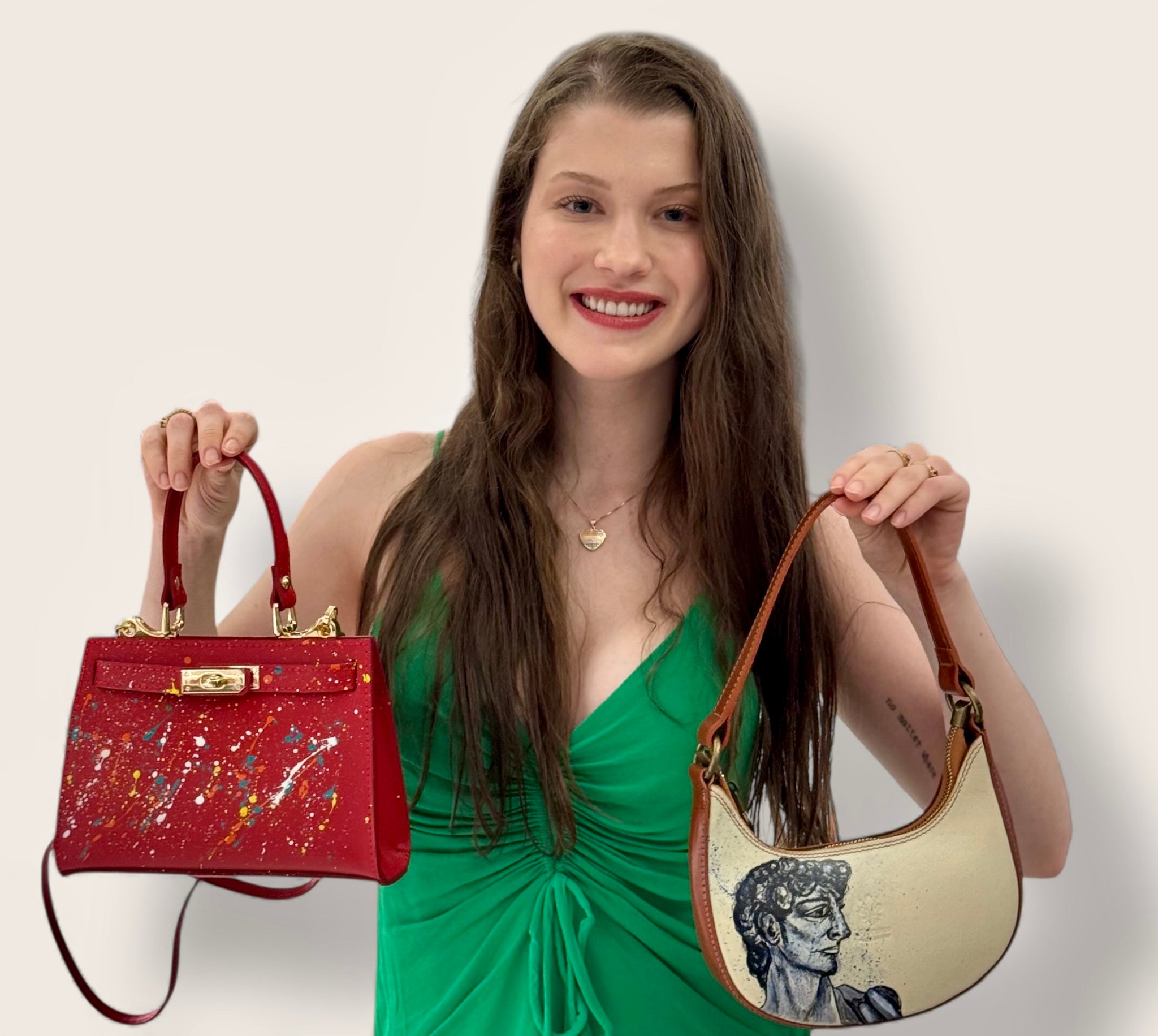 Rosso Fiorentino – Borsa artistica dipinta a mano | Pezzo unico Made in Florence